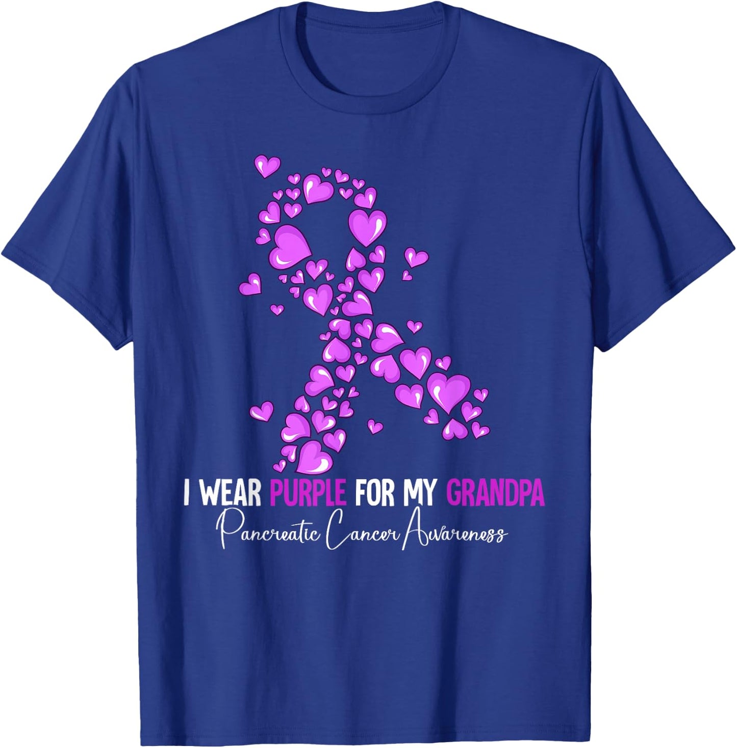 I Wear Purple For My Grandpa Pancreatic Cancer Awareness T-Shirt - T-Shirt | Royal