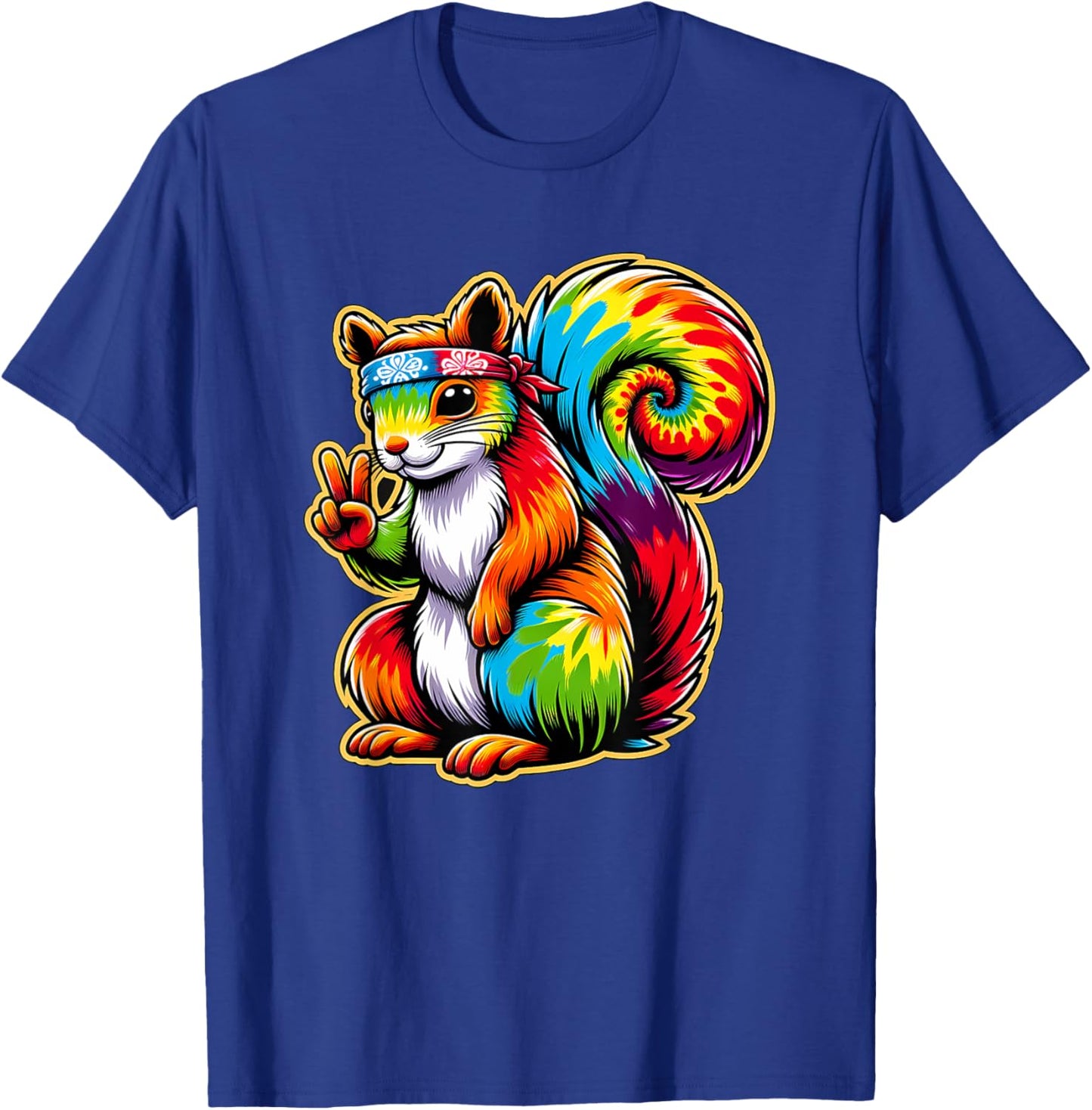 Peace Sign Tie Dye Squirrel T-Shirt - T-Shirt | Royal