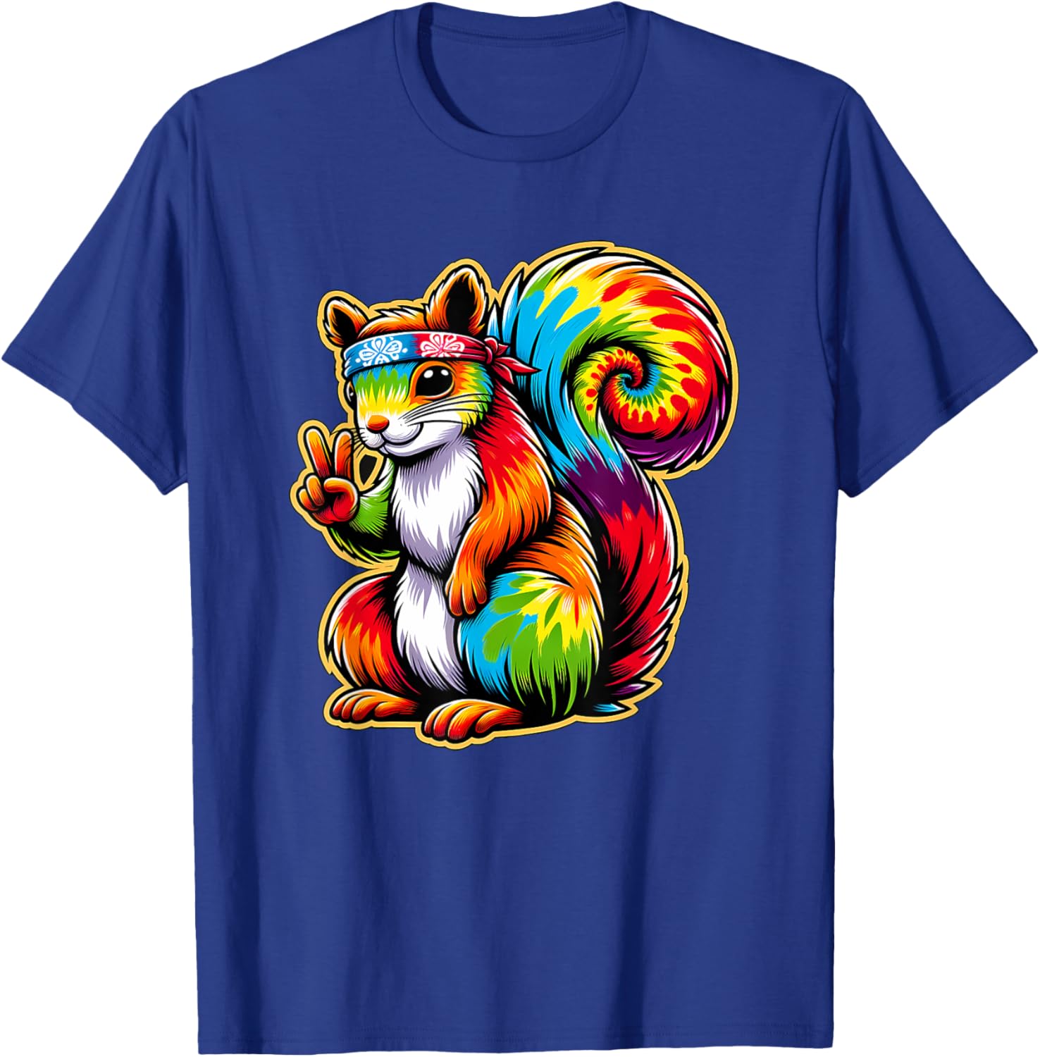 Peace Sign Tie Dye Squirrel T-Shirt - T-Shirt | Royal