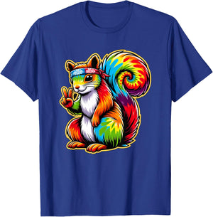Peace Sign Tie Dye Squirrel T-Shirt - T-Shirt | Royal