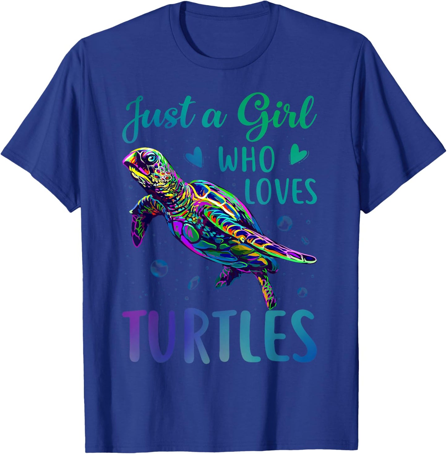 Just A Girl Who Loves Turtles Watercolor Sea Ocean Gift T-Shirt - T-Shirt | Royal