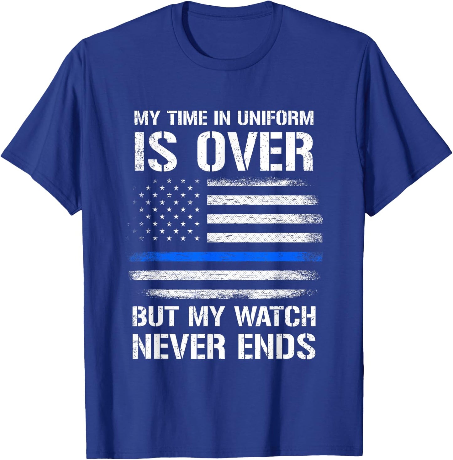 Retired Police Officer Gifts Thin Blue Line T-Shirt - T-Shirt | Royal