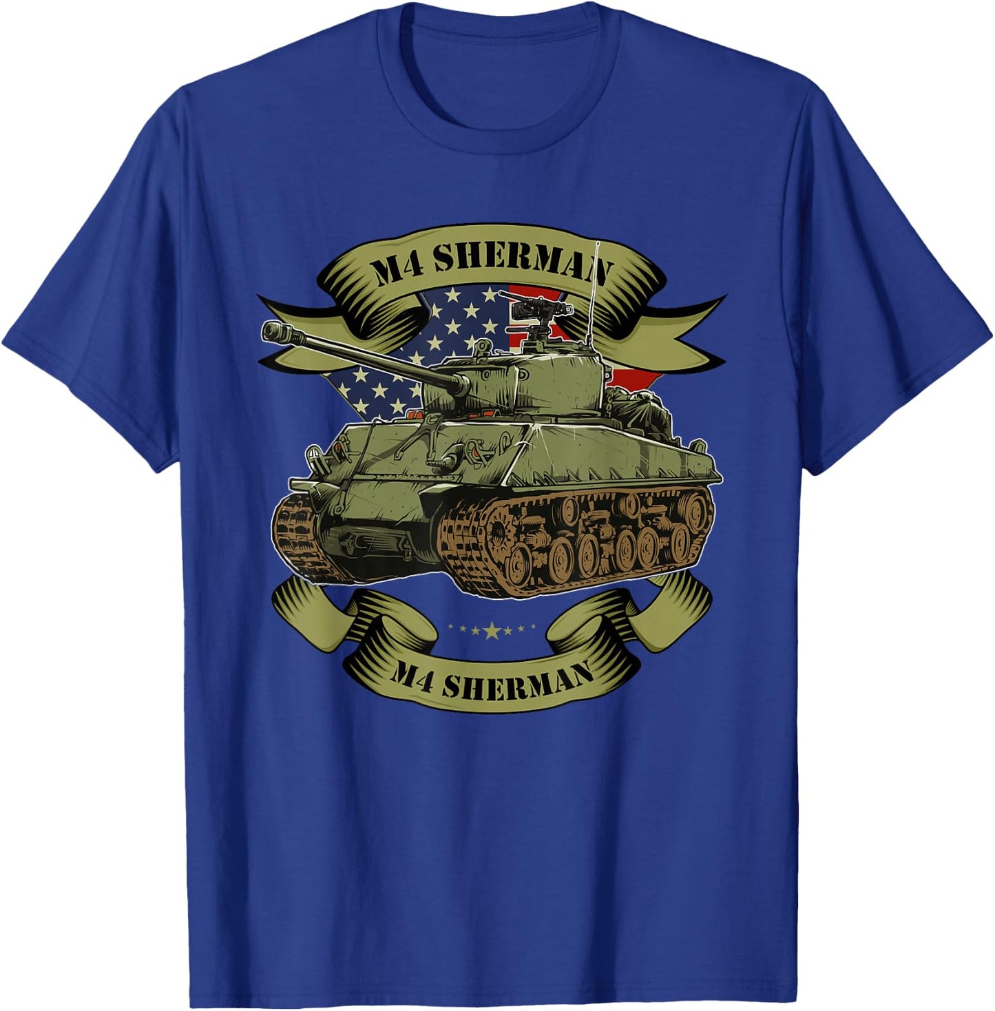 M4 Sherman American Tank WW2 World War 2 Gift T-Shirt - T-Shirt | Royal