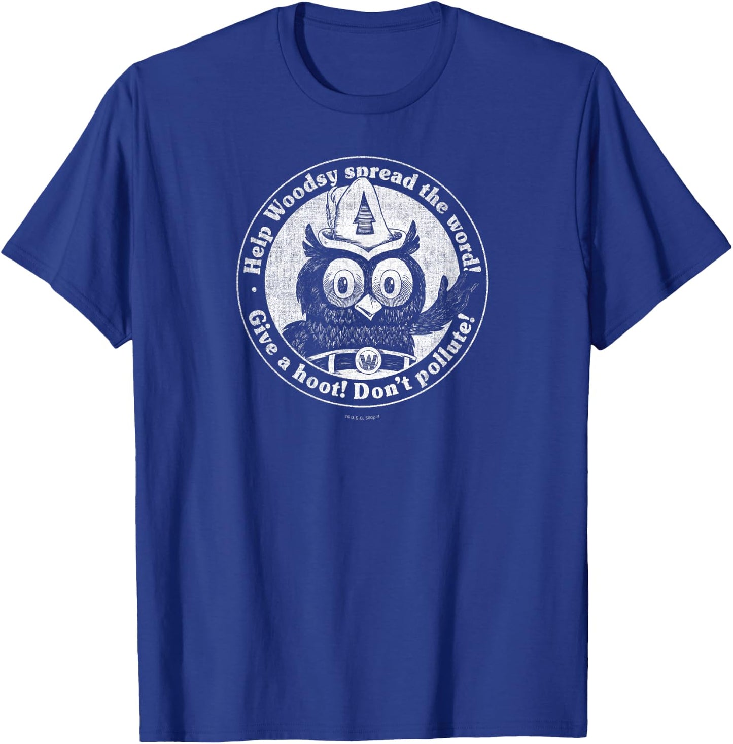 Woodsy Owl Give a Hoot Don't Pollute Faded Vintage T-Shirt - T-Shirt | Royal
