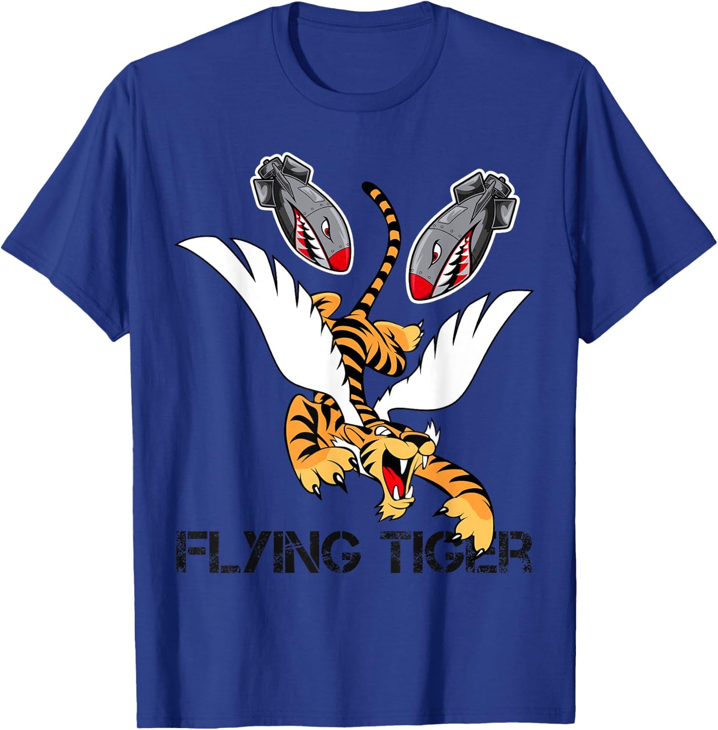 Funny Cool Tiger Flying Novelty Graphic & Cool Designs T-Shirt - T-Shirt | Royal