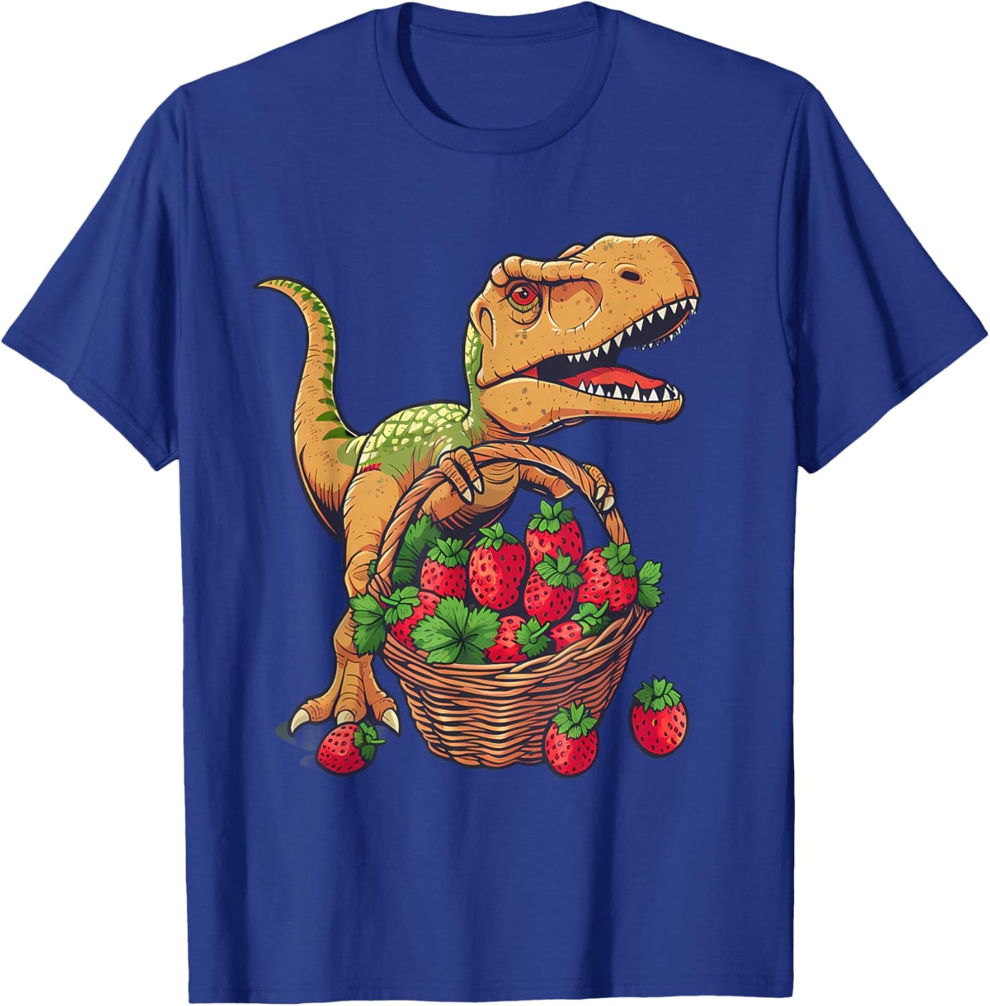 Strawberry Dinosaur Drawing Nature Strawberry Fruit Wildlife T-Shirt - T-Shirt | Royal