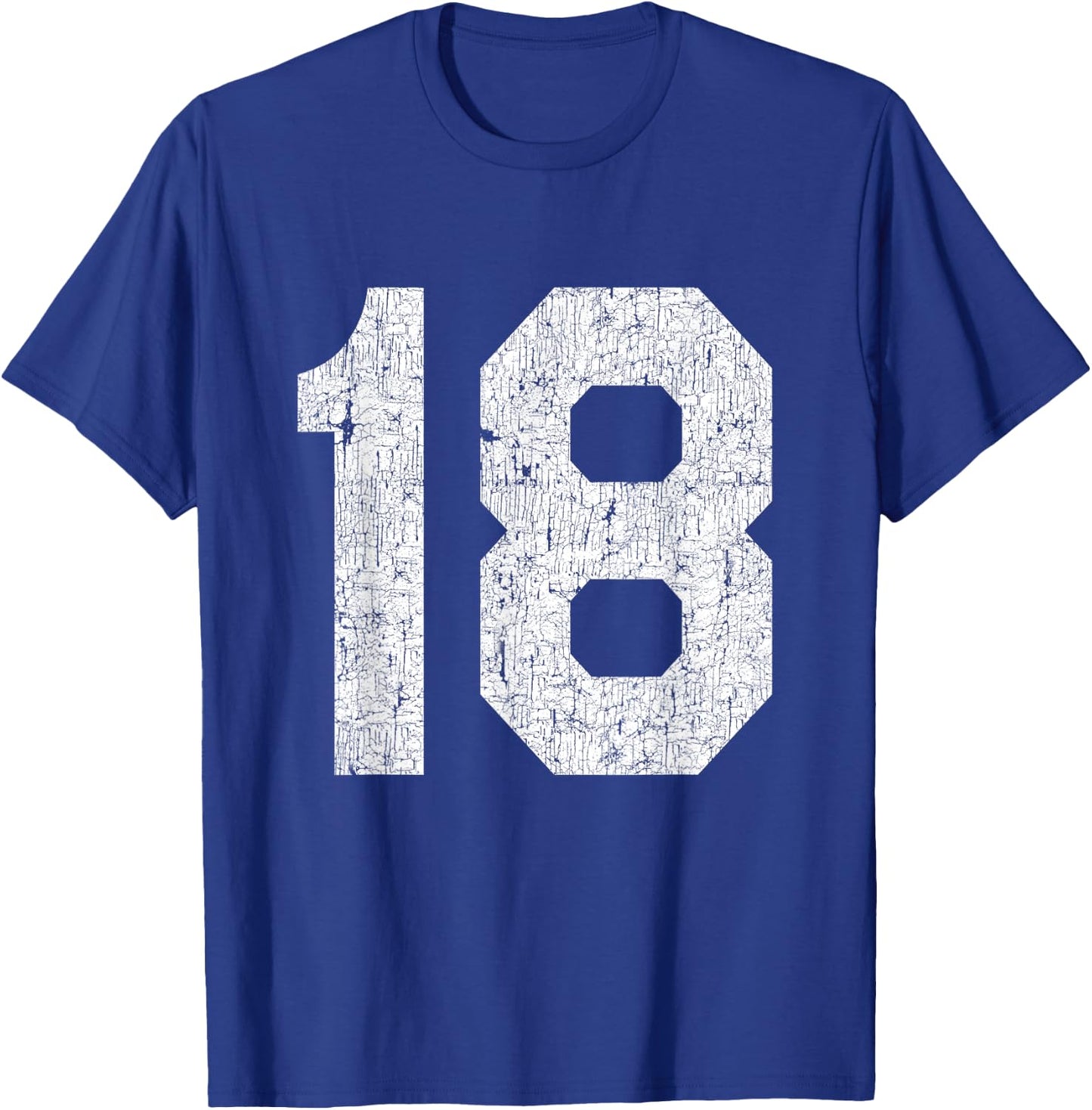 #18 Jersey Uniform Varsity Sports Number, 18th Birthday T-Shirt - T-Shirt | Royal