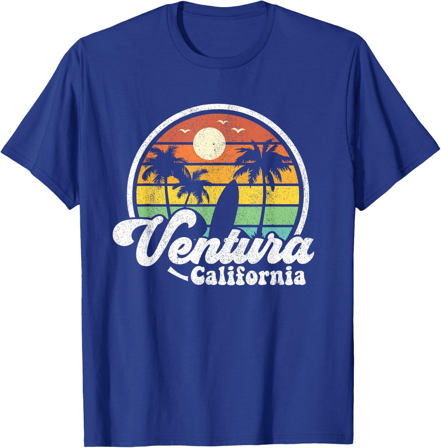 Vintage Ventura Beach California CA Surfing Retro Surf Gift T-Shirt - T-Shirt | Royal