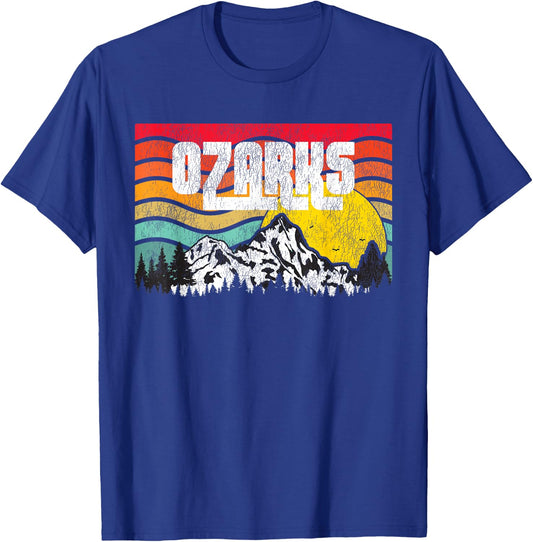 Ozark Mountains Ozarks Forests Vintage Sunset Retro T-Shirt - T-Shirt | Royal