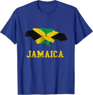 Jamaica Map Jamaican Flag Caribbean Trip Jamaica Roots T-Shirt - T-Shirt | Royal