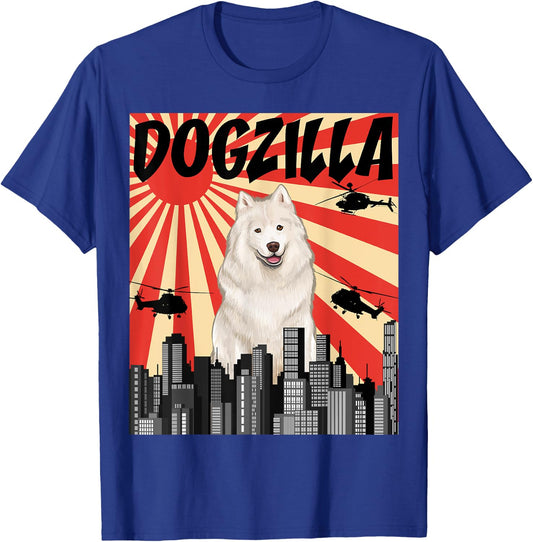 Funny Retro Japanese Dogzilla Samoyed T-Shirt - T-Shirt | Royal