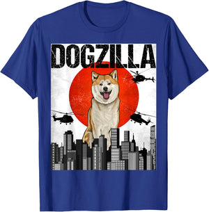 Funny Vintage Japanese Dogzilla Akita T-Shirt - T-Shirt | Royal