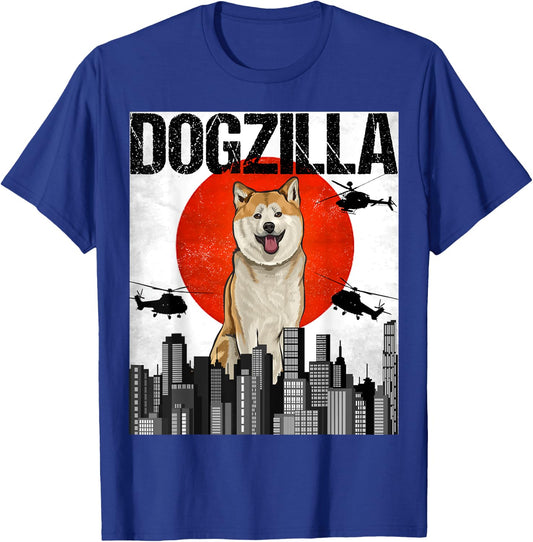 Funny Vintage Japanese Dogzilla Akita T-Shirt - T-Shirt | Royal