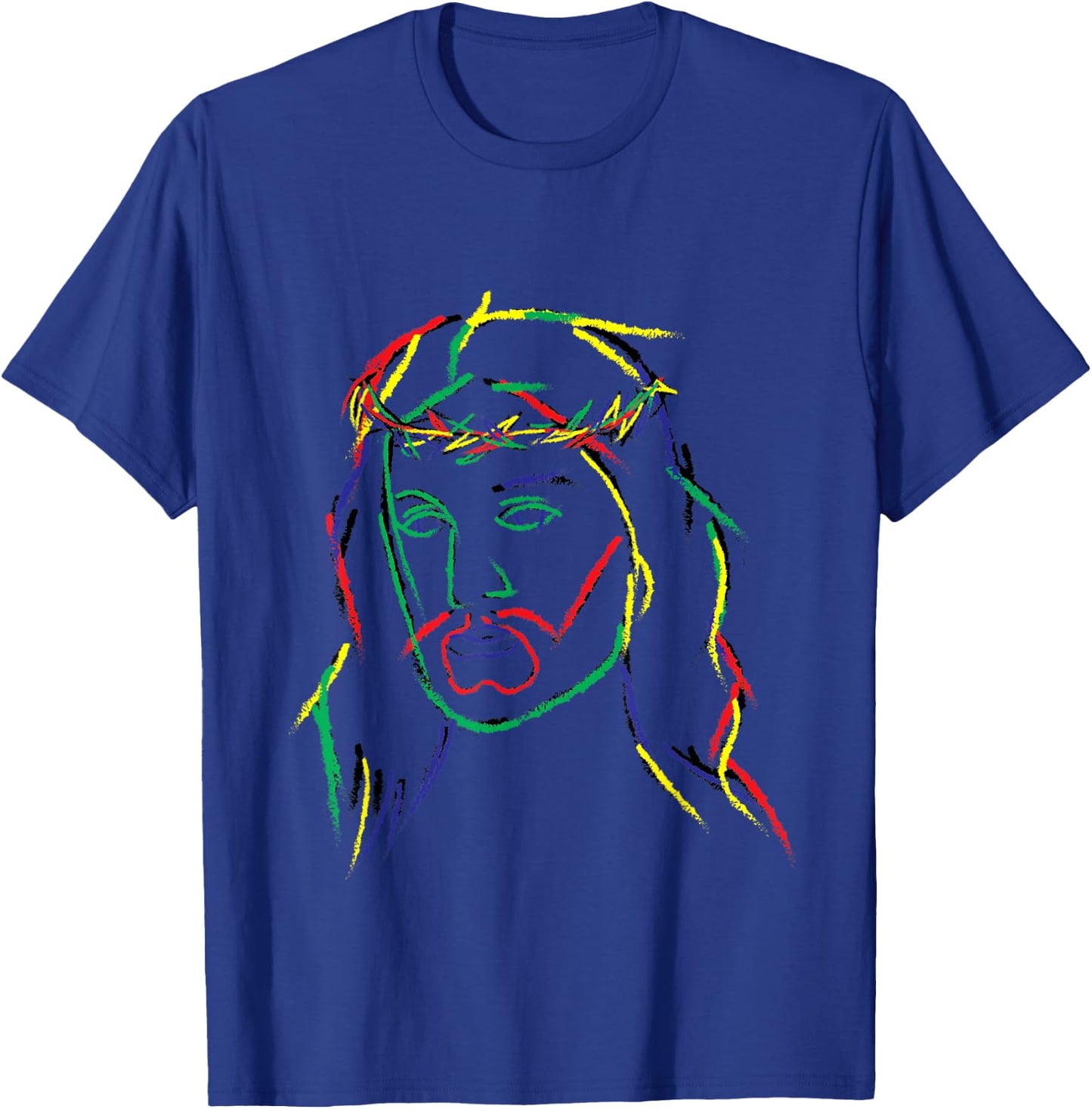 Abstract Jesus Graphic Image Cool Fun Piece T-Shirt - T-Shirt | Royal