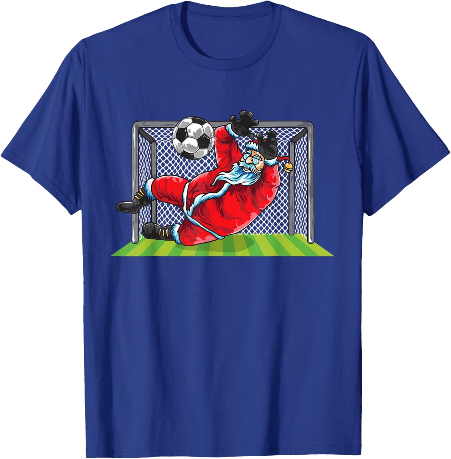 Soccer Goalie Santa Claus Christmas Sports Kids Boys Youth T-Shirt - T-Shirt | Royal