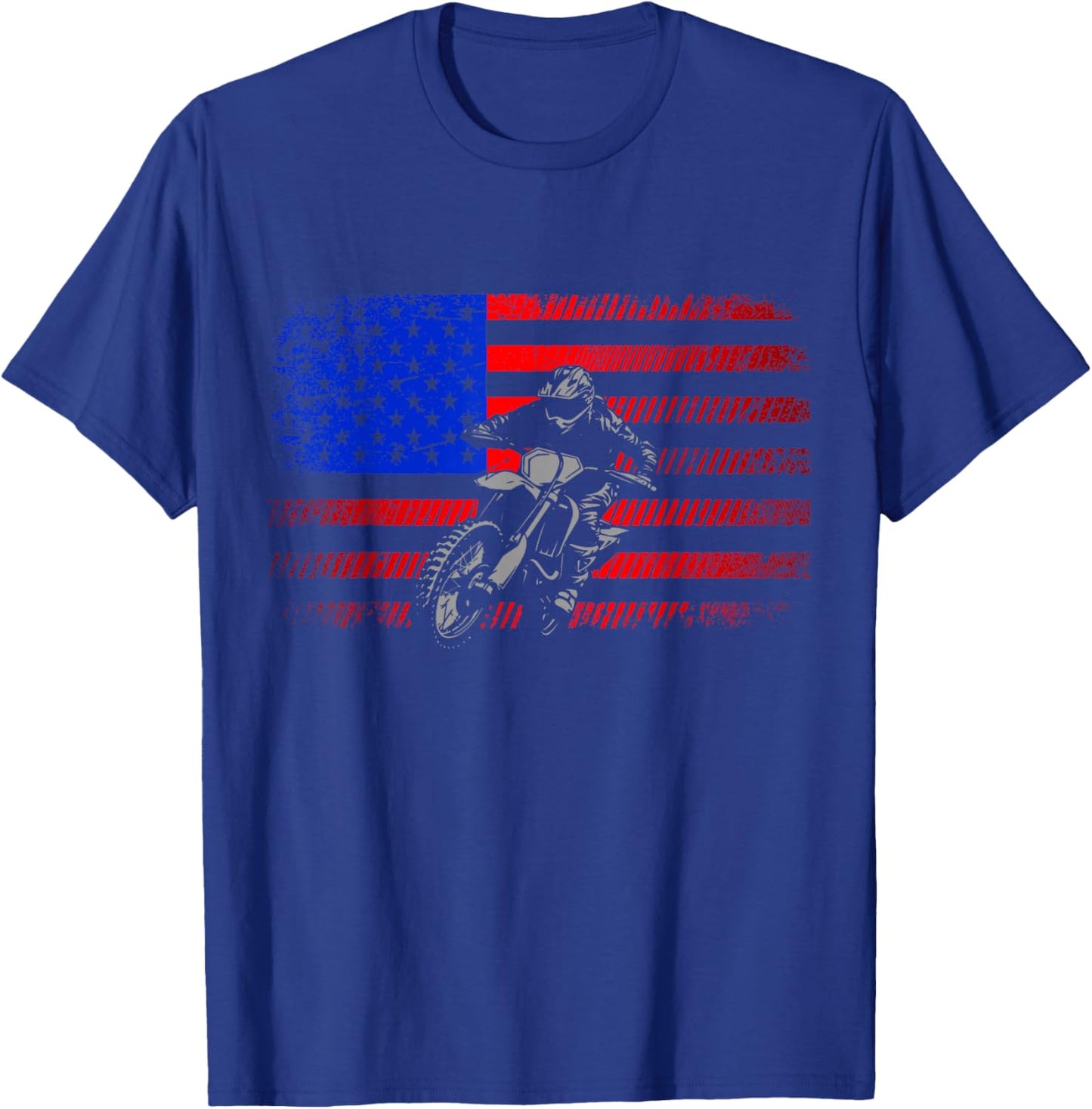 American Flag Dirt Bike Motocross T-Shirt - T-Shirt | Royal