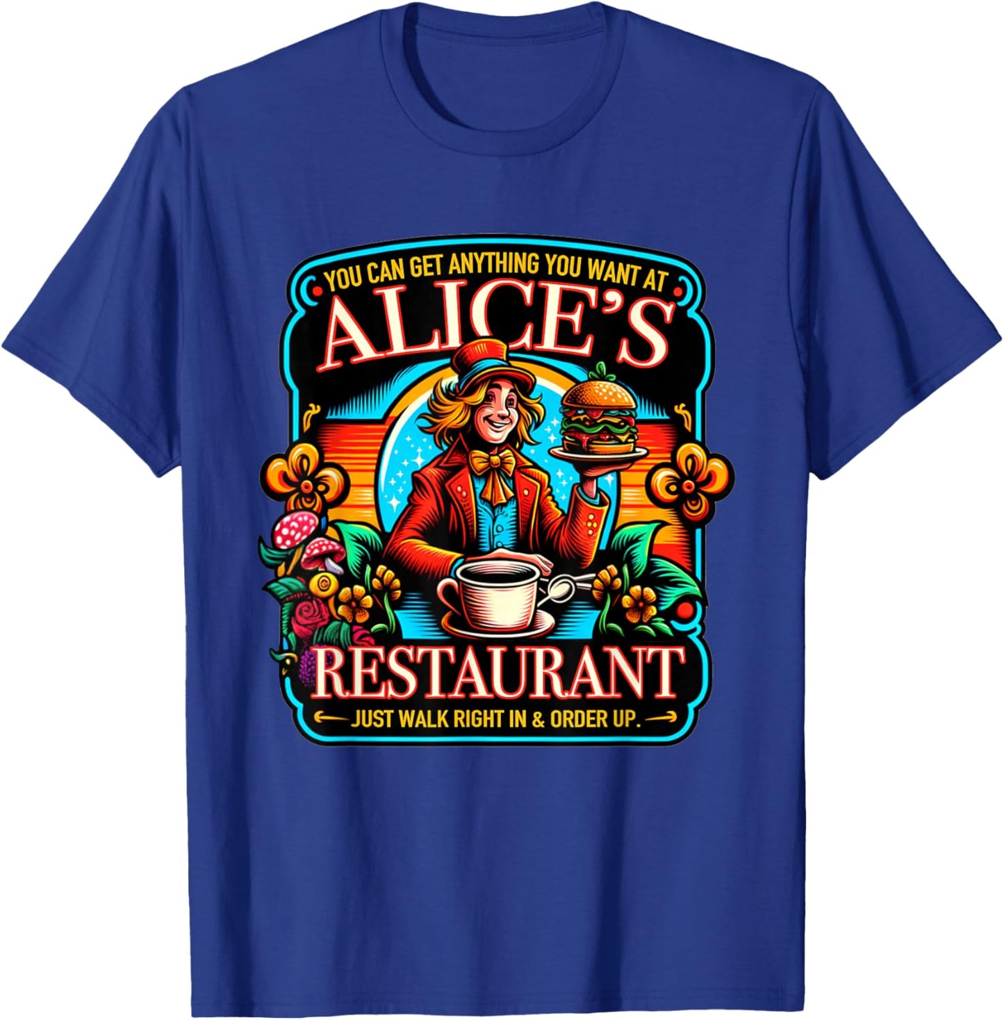 Alice's Restaurant Colorful Graphic T-Shirt - T-Shirt | Royal