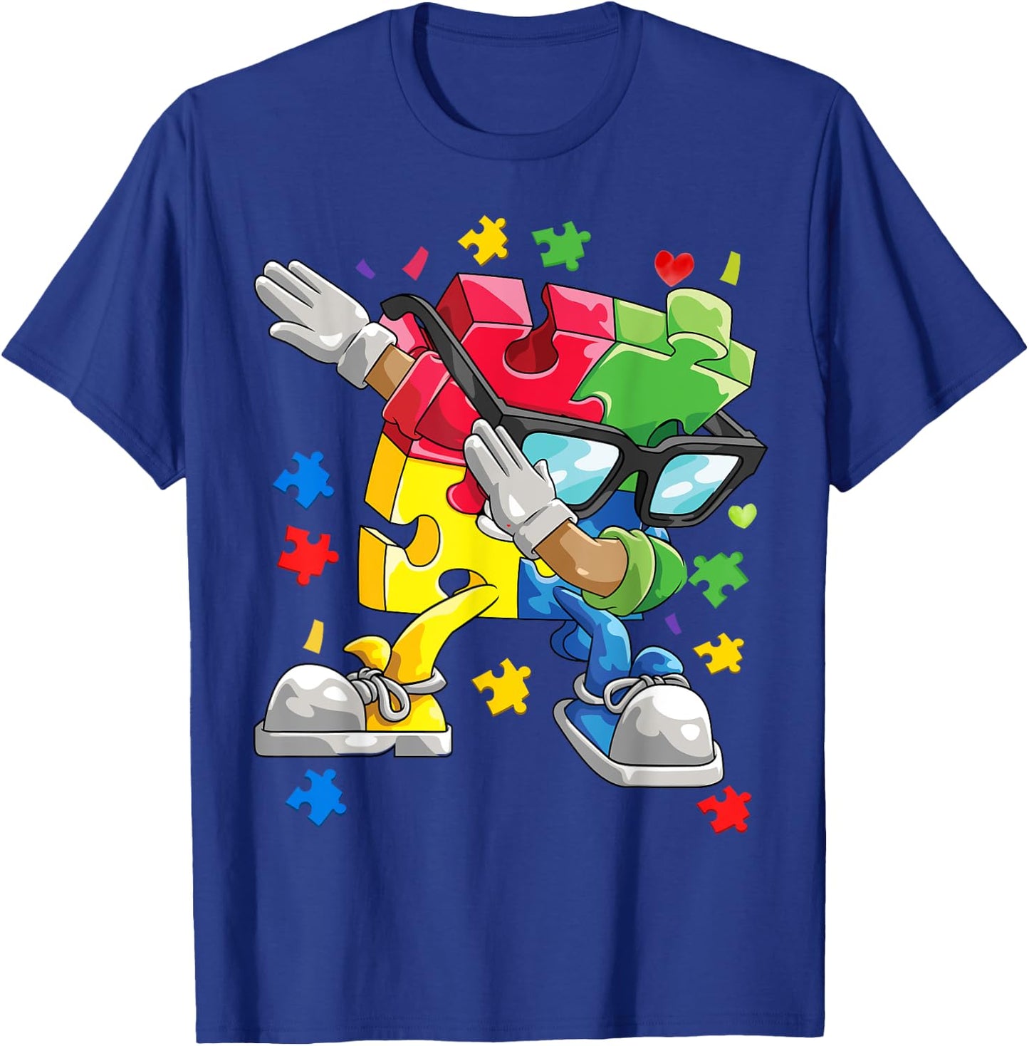 Autism Awareness Dabbing Puzzle Piece Kids Gift Boys 2024 T-Shirt - T-Shirt | Royal