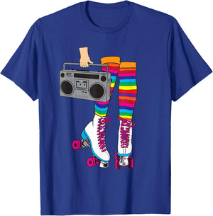 Retro Rollerskates Funny 80's Roller Disco Skating Girl Gift T-Shirt - T-Shirt | Royal