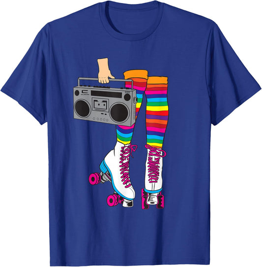 Retro Rollerskates Funny 80's Roller Disco Skating Girl Gift T-Shirt - T-Shirt | Royal