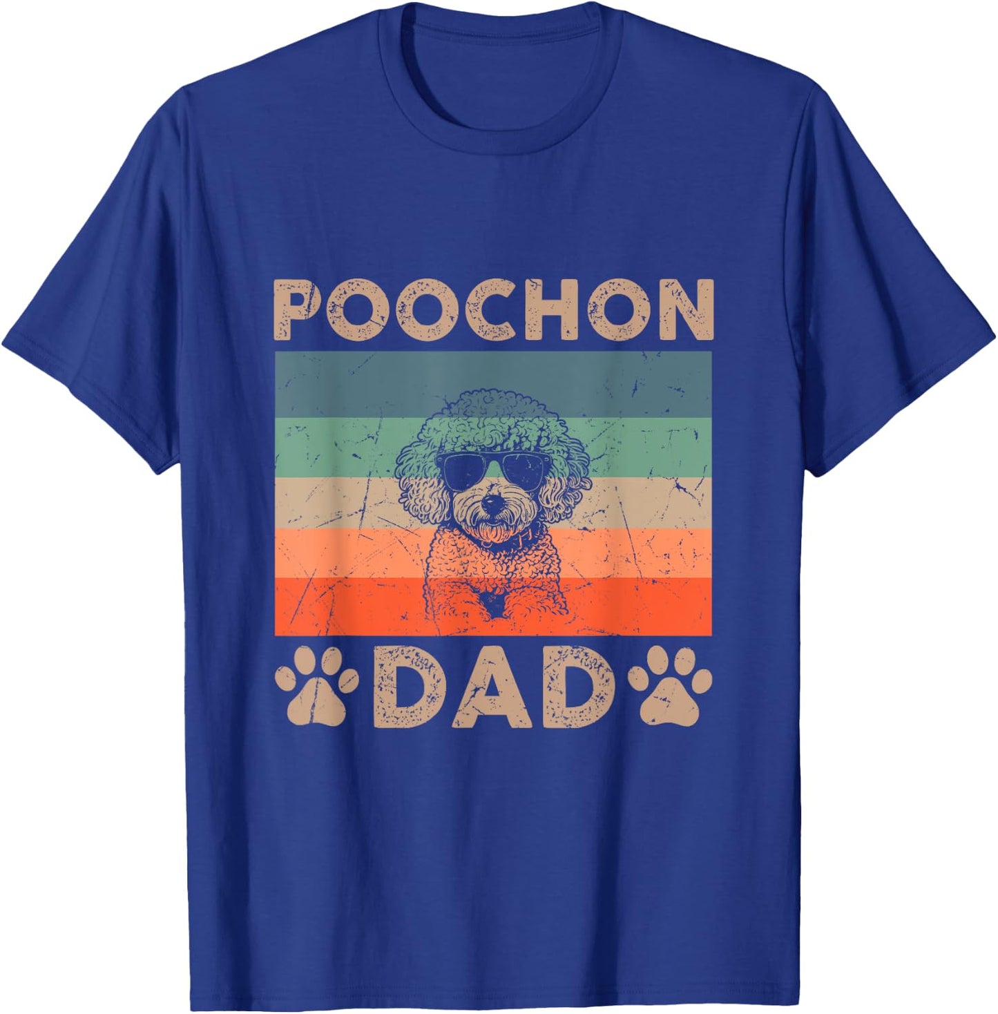 Vintage Poochon Dad Gifts Funny Dog Dad Lover Father's Day T-Shirt - T-Shirt | Royal