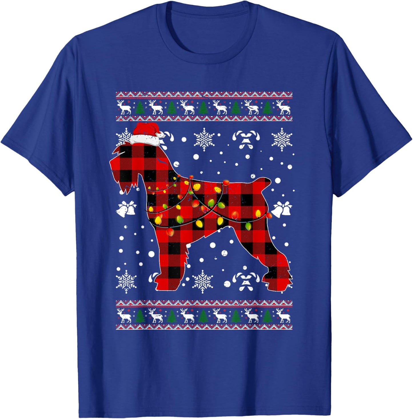 Christmas Shirt for Schnauzer Lover Gift Santa Buffalo Plaid T-Shirt - T-Shirt | Royal