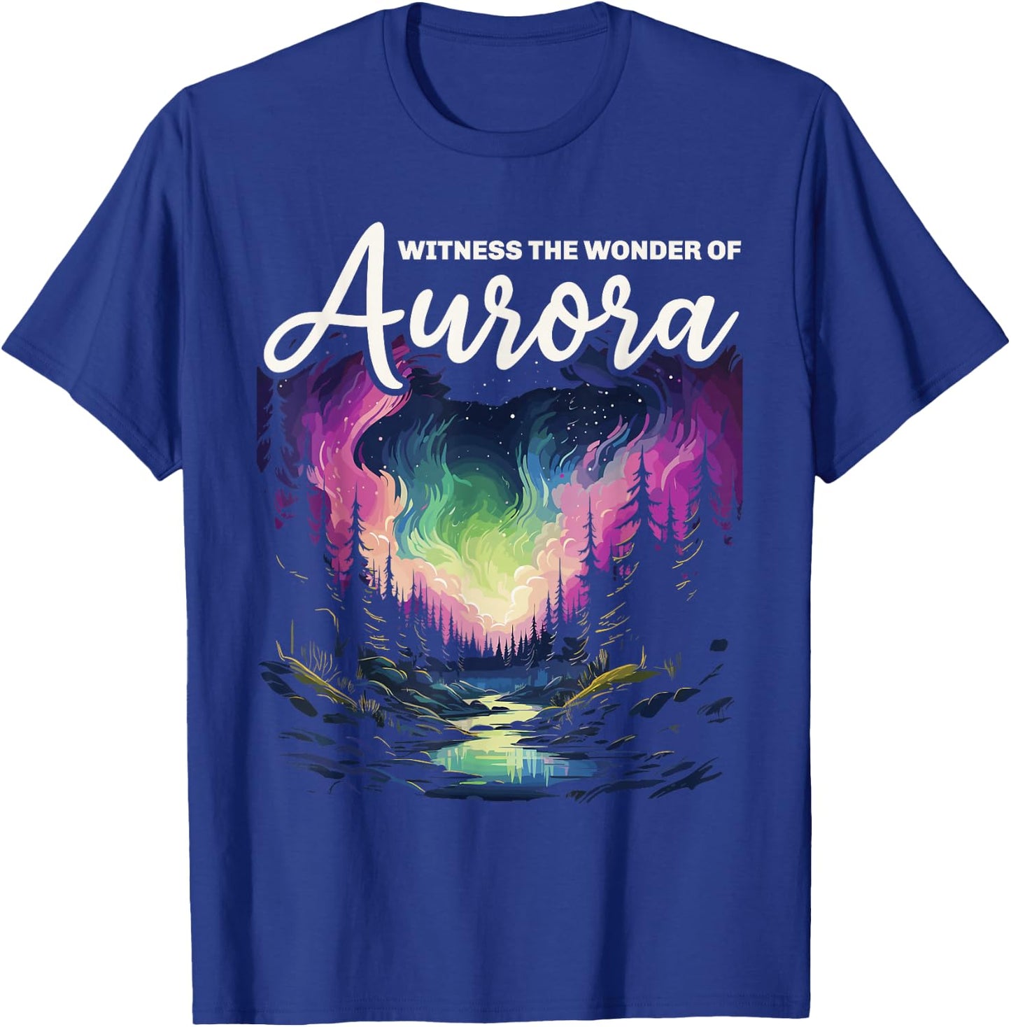 Aurora Borealis Dark Sky Nature Light Display T-Shirt - T-Shirt | Royal