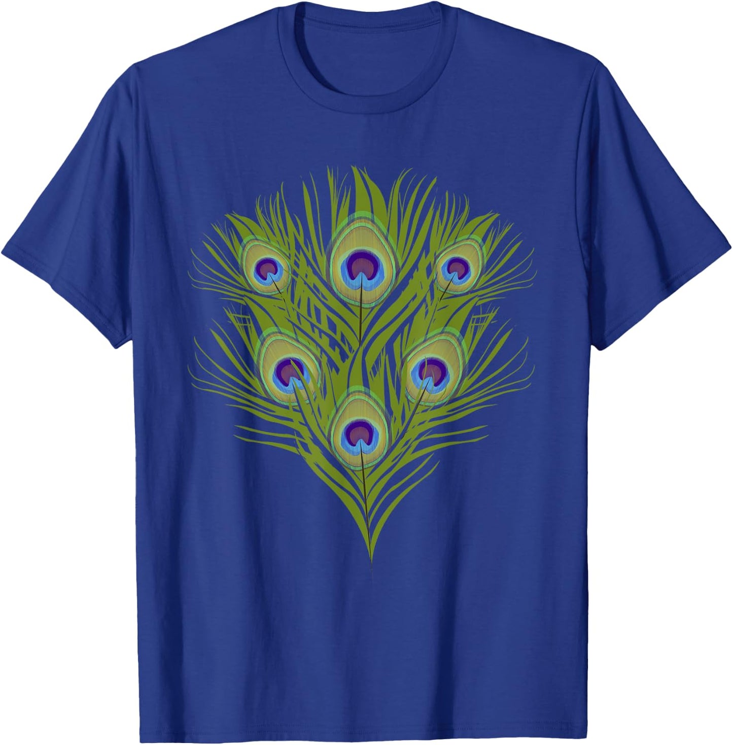 Decorative Colorful Women Girls Kids Tail Feathers Peacock T-Shirt - T-Shirt | Royal