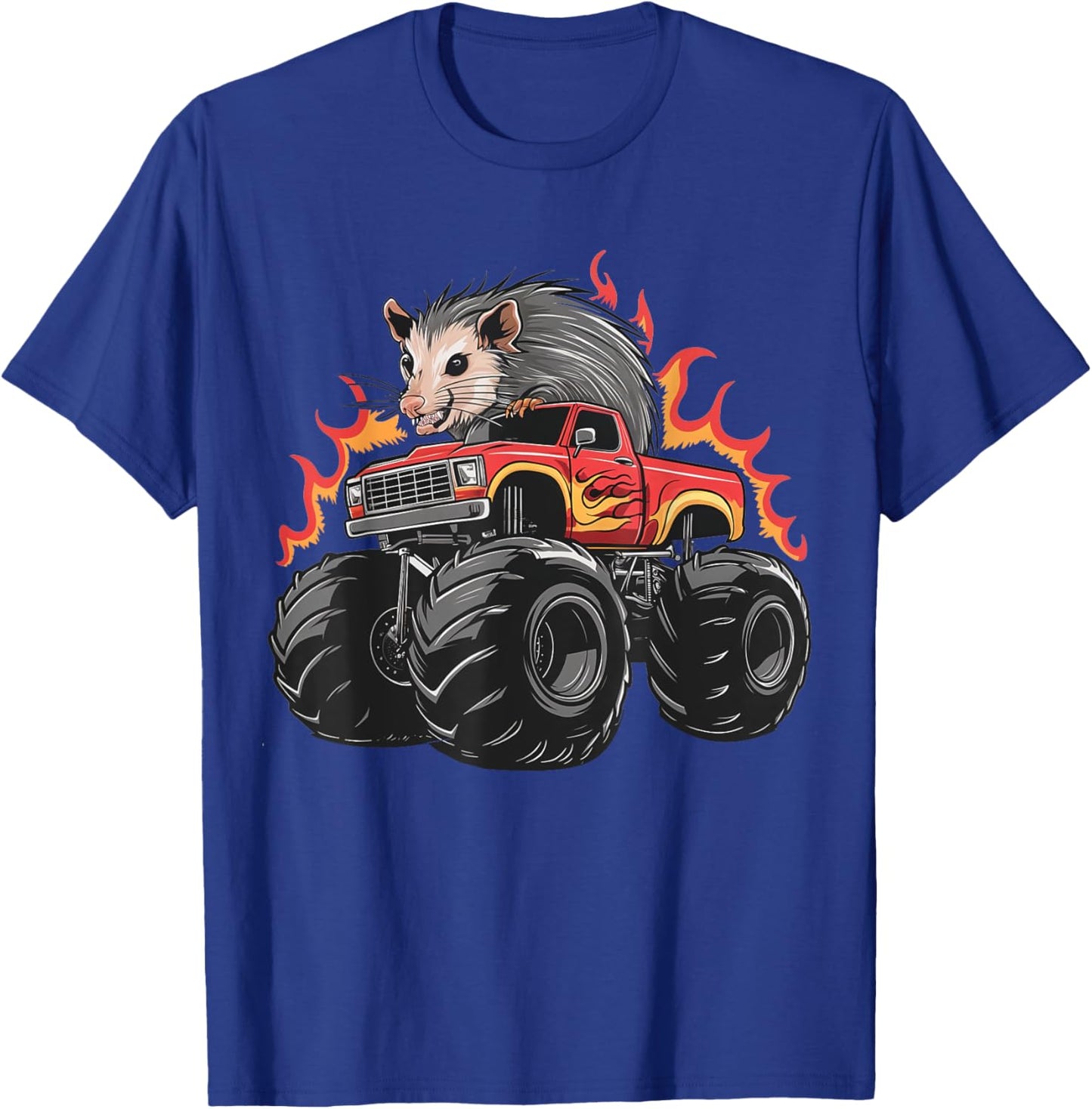 Angry Opossum Monster Truck Birthday Retro Truck T-Shirt - T-Shirt | Royal