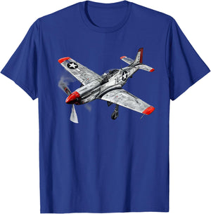 WW2 Warbirds P51 Fighter Plane Aircraft Aviation Hobbyist T-Shirt - T-Shirt | Royal