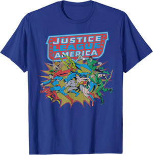 DC Comics Justice League Of America Hero Run T-Shirt - T-Shirt | Royal