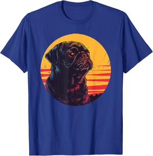 Retro Vintage Pug Christmas Birthday Gift Pug Dog Owner Women Kids T-Shirt - T-Shirt | Royal