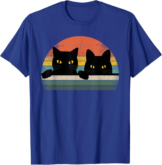 Black Cat Vintage Retro Style - Cats Lover Gift T-Shirt - T-Shirt | Royal