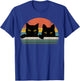 Black Cat Vintage Retro Style - Cats Lover Gift T-Shirt - T-Shirt | Royal