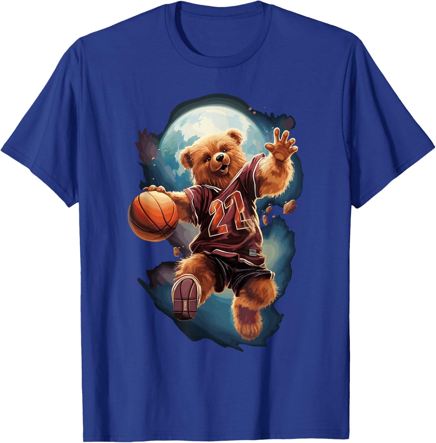 Cute teddy bear playing basketball Sport Women Kids T-Shirt - T-Shirt | Royal