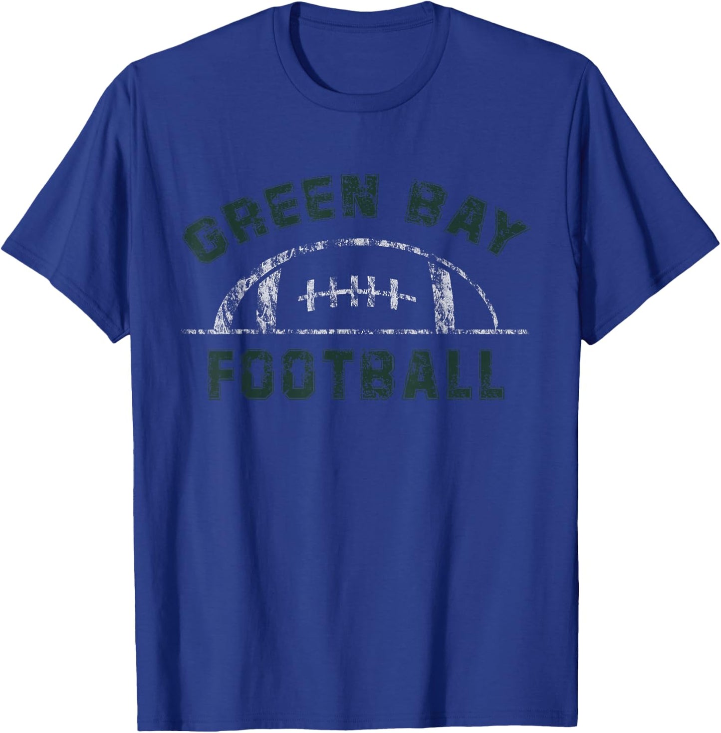 Green Bay Football | End Zone Game Day Distressed Vintage T-Shirt - T-Shirt | Royal