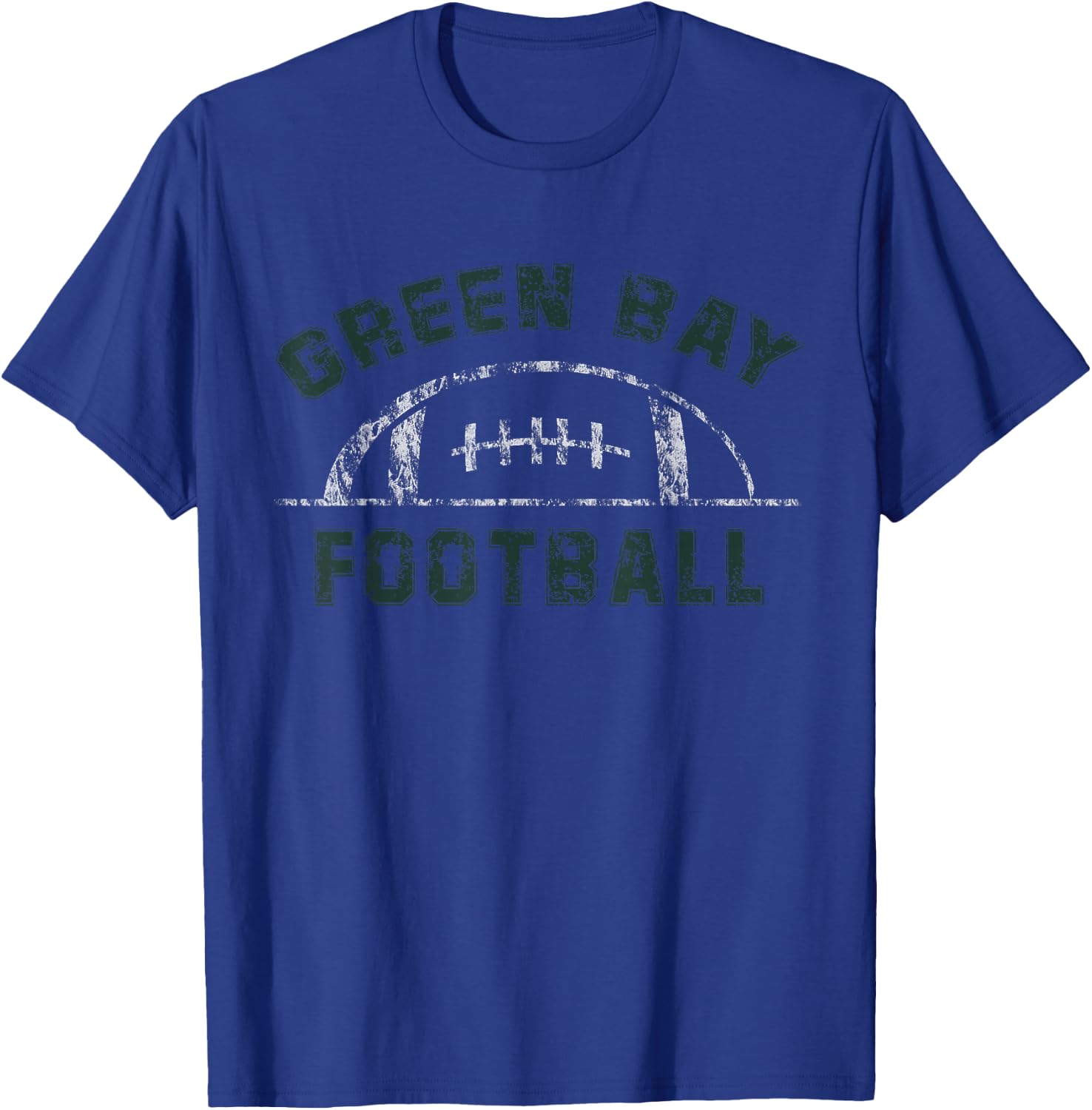 Green Bay Football | End Zone Game Day Distressed Vintage T-Shirt - T-Shirt | Royal