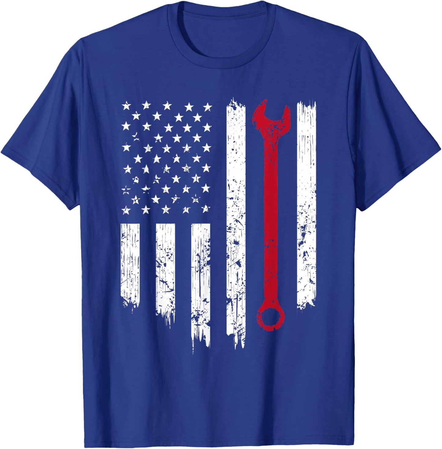 Funny Vintage Mechanic Distressed American Flag Gift Small T-Shirt - T-Shirt | Royal
