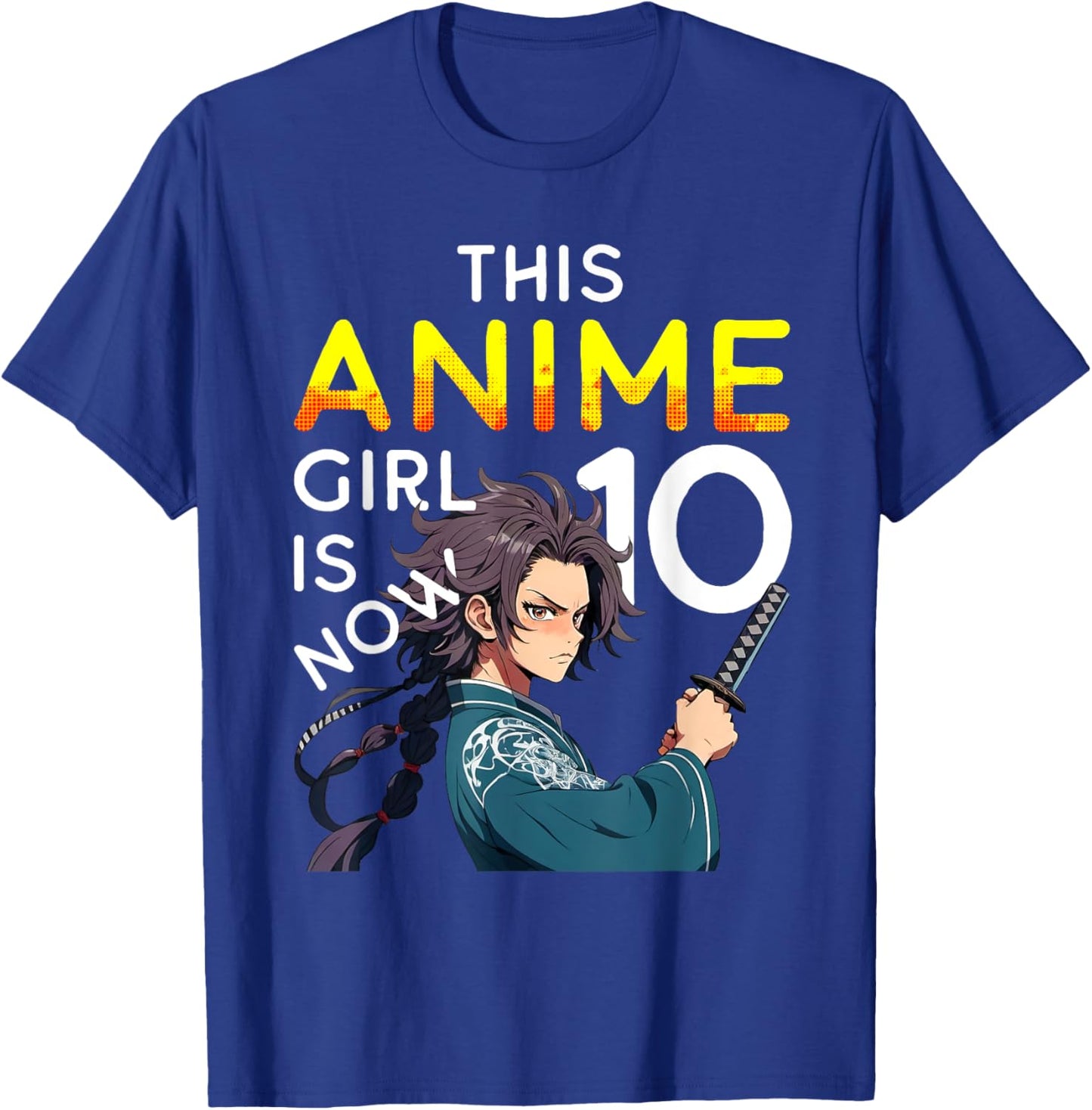 This Anime Girl Is Now 10 Years Old 10th Birthday Kawaii Kid T-Shirt - T-Shirt | Royal