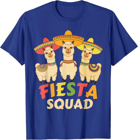 Fiesta Squad Cinco De Mayo Llama Let's Fiesta Mexican Party T-Shirt - T-Shirt | Royal