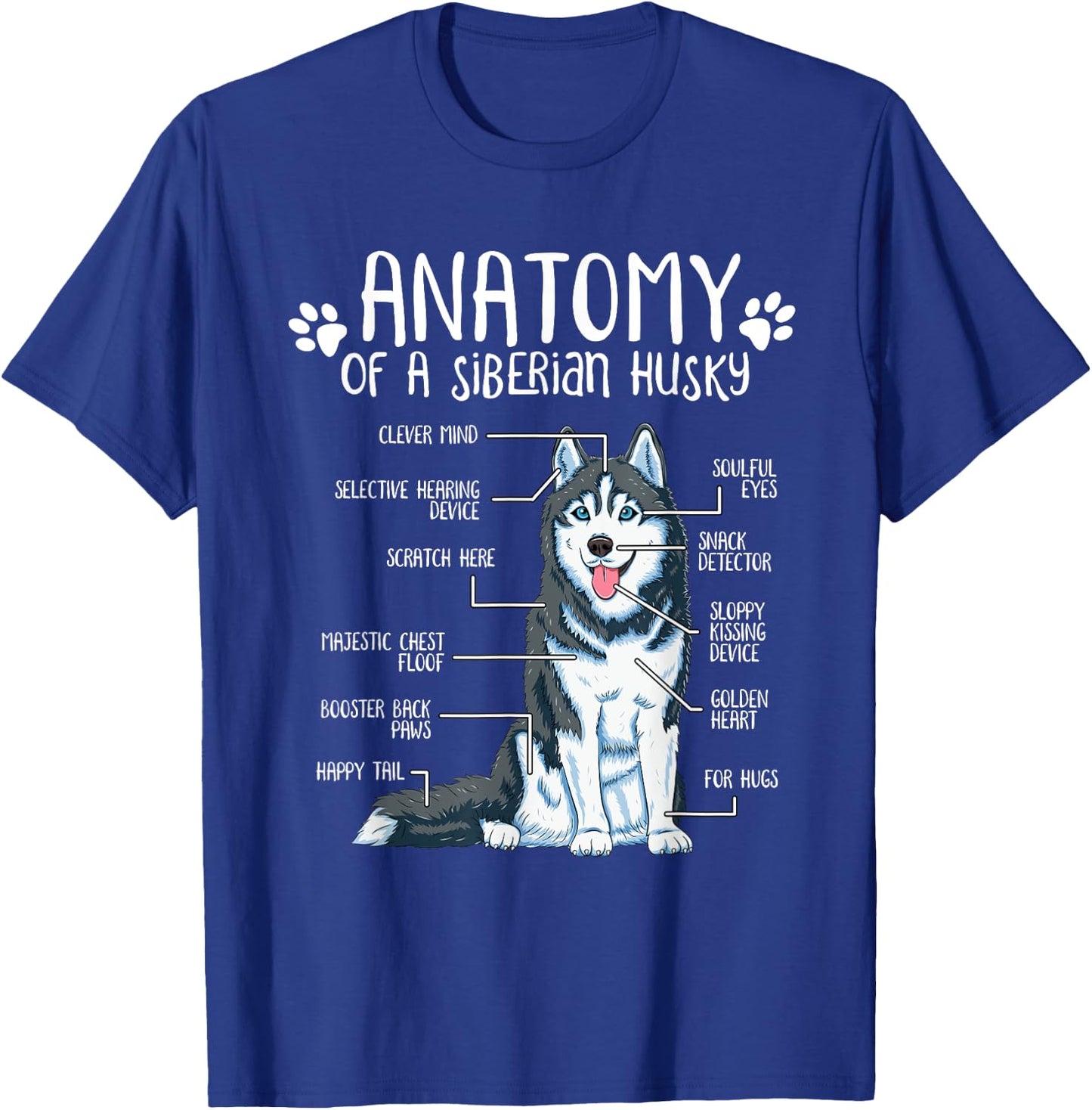 Funny Anatomy Siberian Husky Dog Lover Women Girls Kids T-Shirt - T-Shirt | Royal