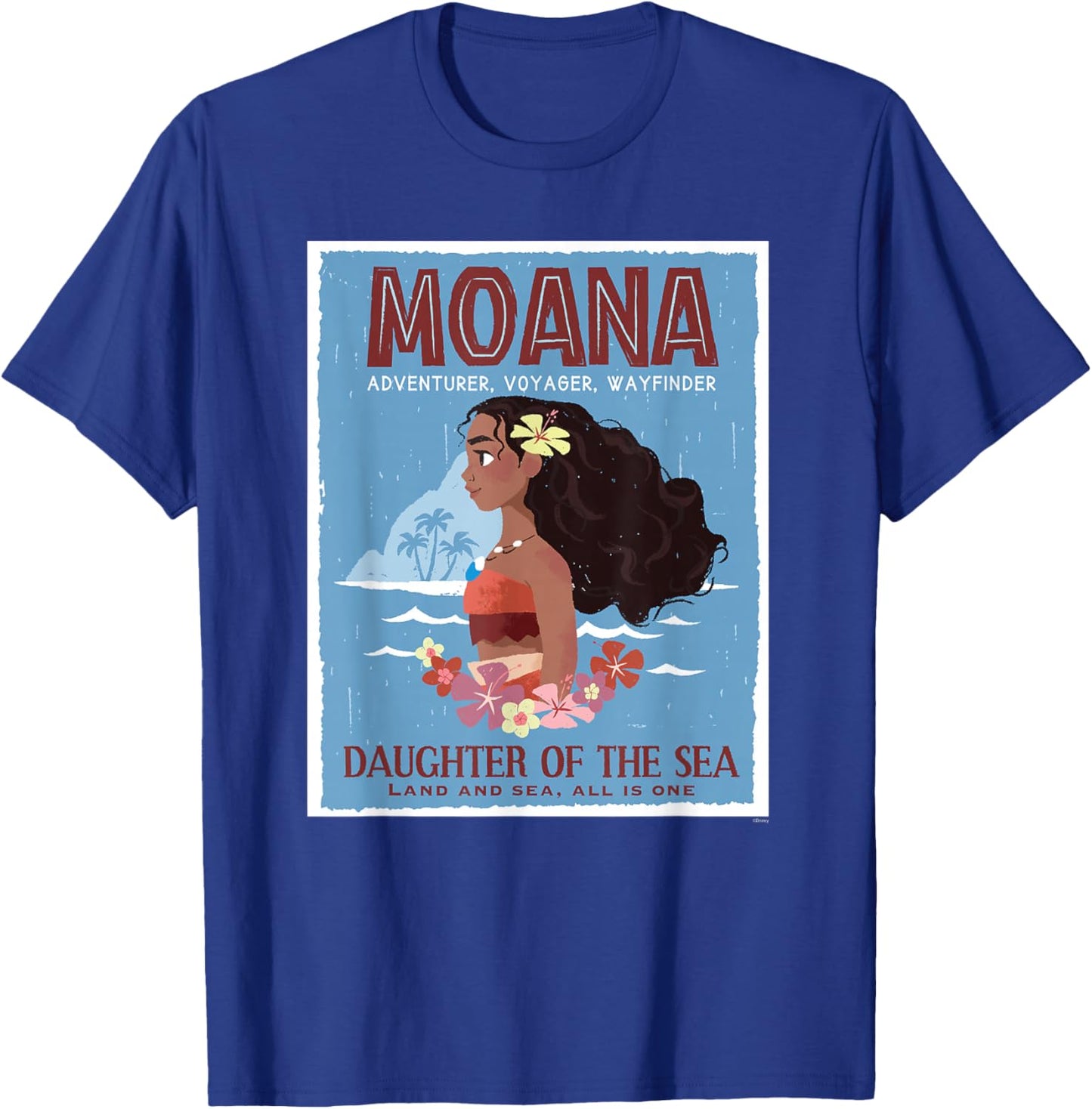 Disney Moana Adventurer Daughter of the Sea Retro Distressed T-Shirt - T-Shirt | Royal