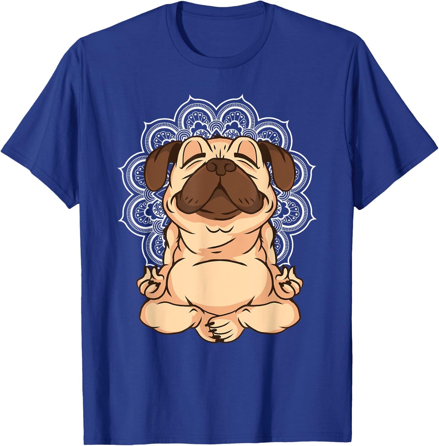 Meditation Pug Dogs Buddha Zen Yoga Teacher Pug Buddhist Women Girls Kids T-Shirt - T-Shirt | Royal