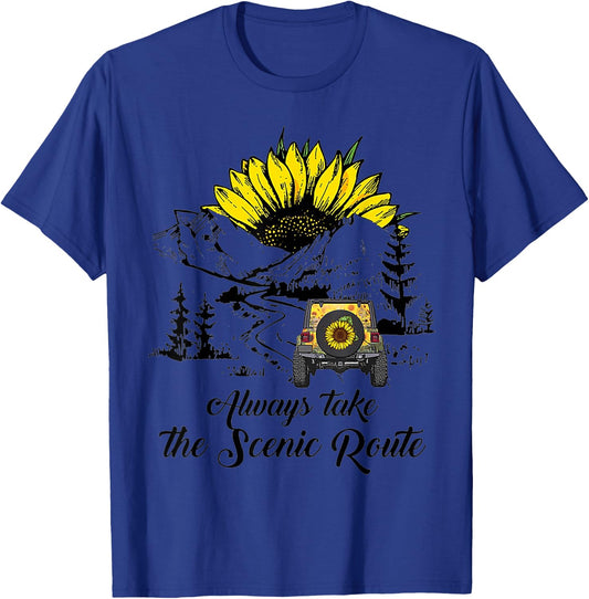 Always Take The Scenic Route Sunflower T-Shirt - T-Shirt | Royal