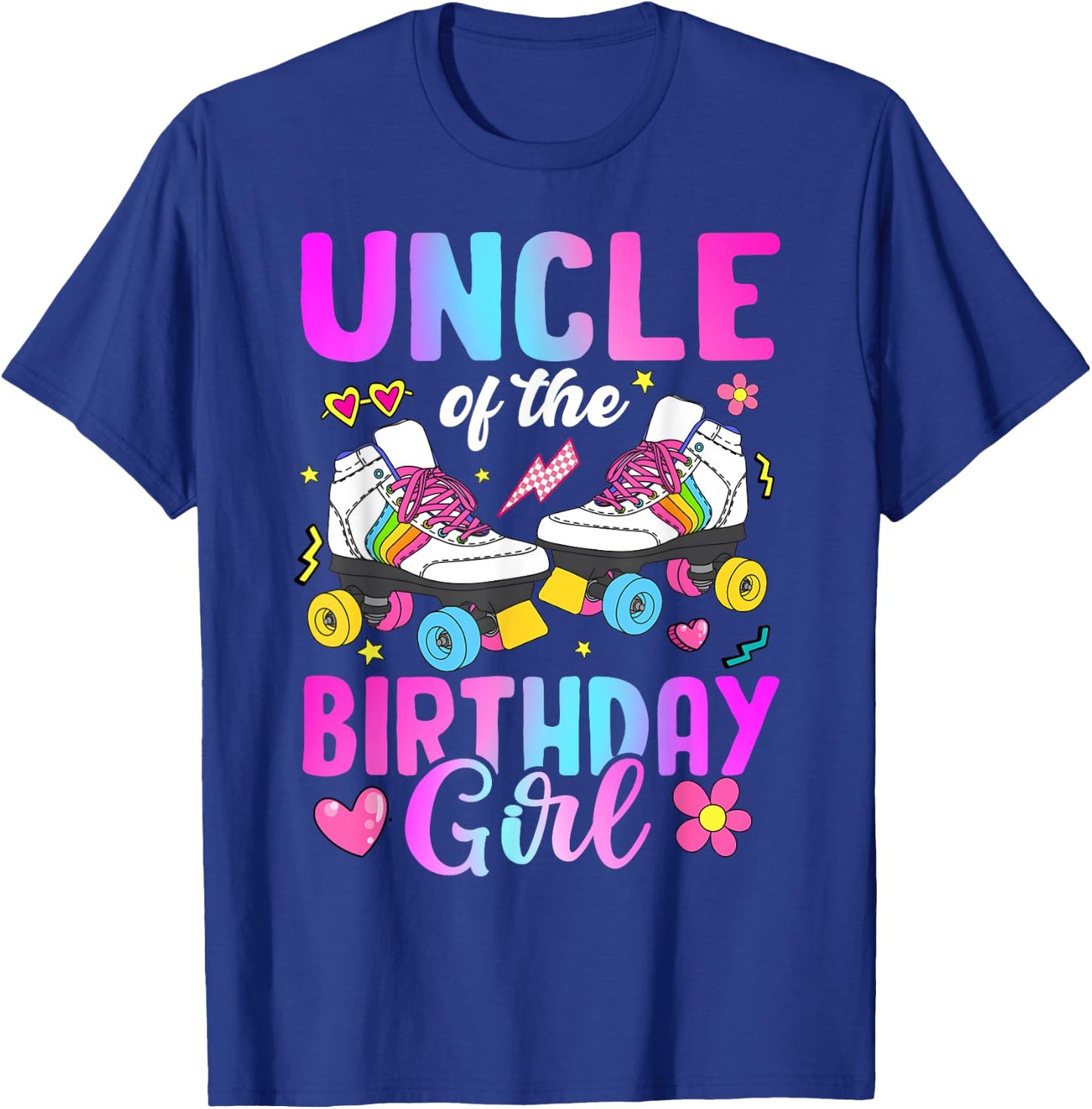 Uncle Of The Birthday Girl Rolling Skate Bday Family T-Shirt - T-Shirt | Royal