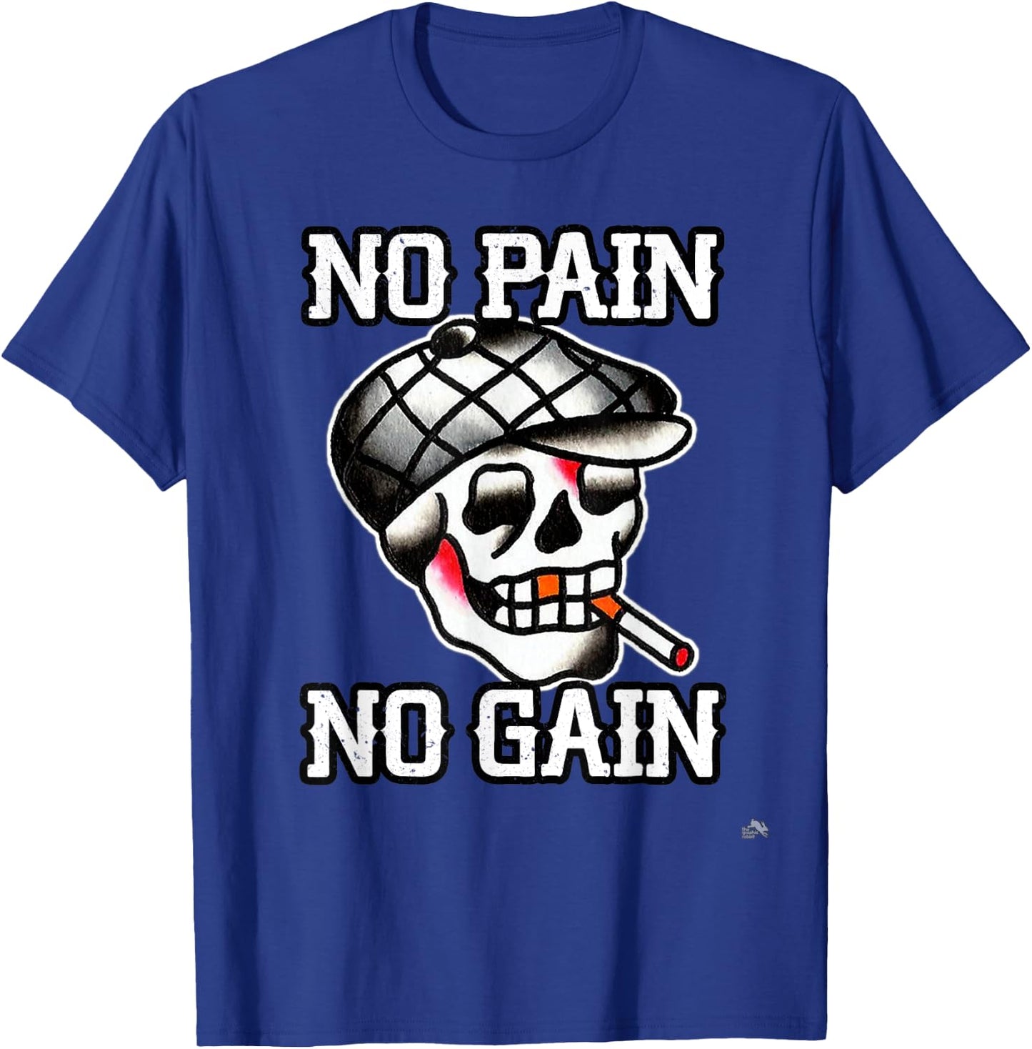 No Pain No Gain Smoking Tattoo Skull T-Shirt - T-Shirt | Royal