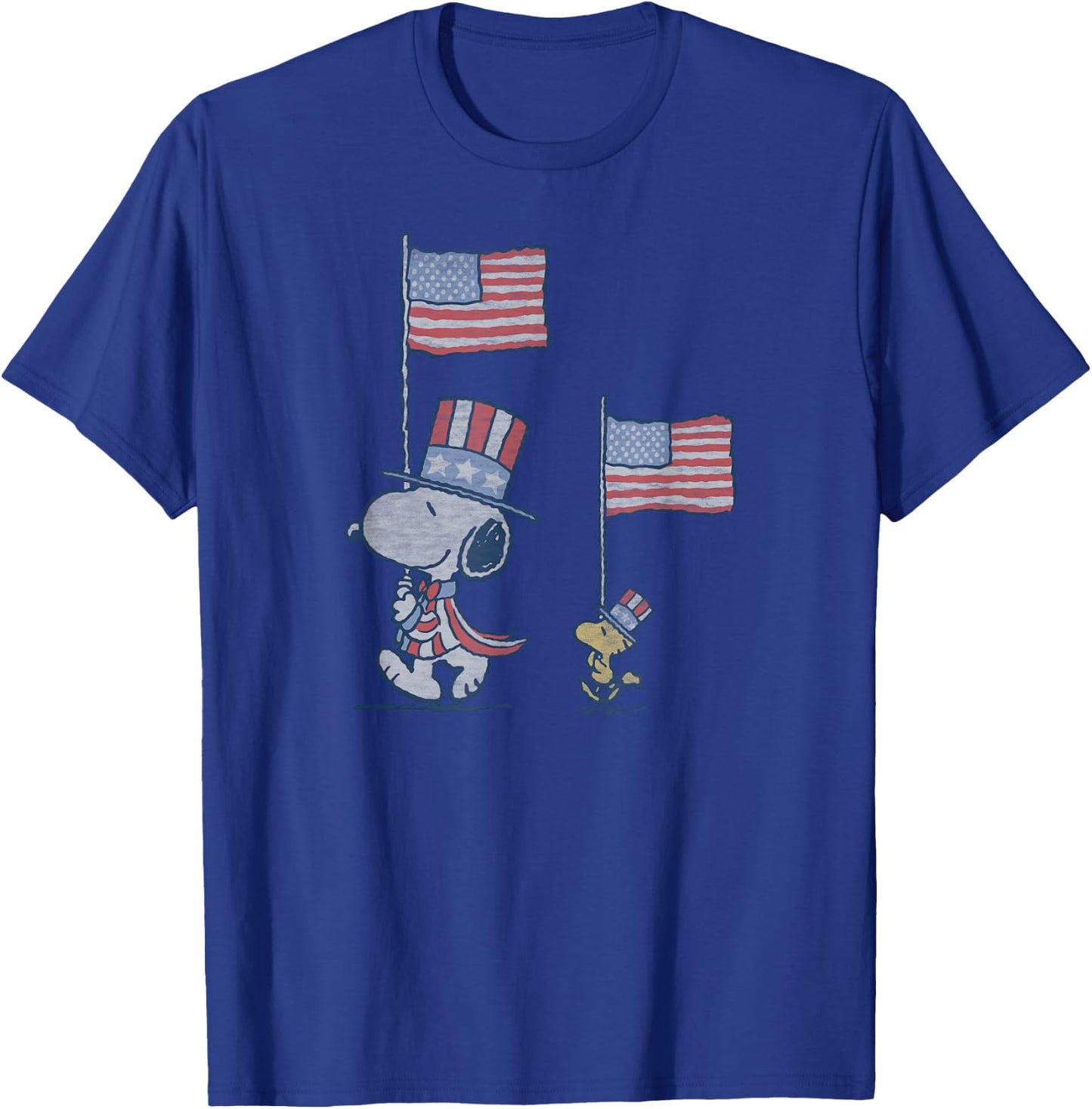 Peanuts Snoopy Independence Day Woodstock March T-Shirt - T-Shirt | Royal