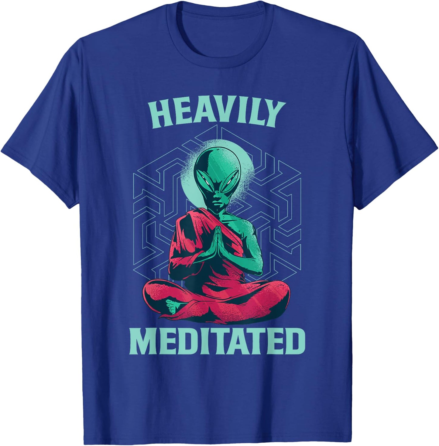 Heavily Meditated Alien Monk Funny Yoga Meditation T-Shirt - T-Shirt | Royal