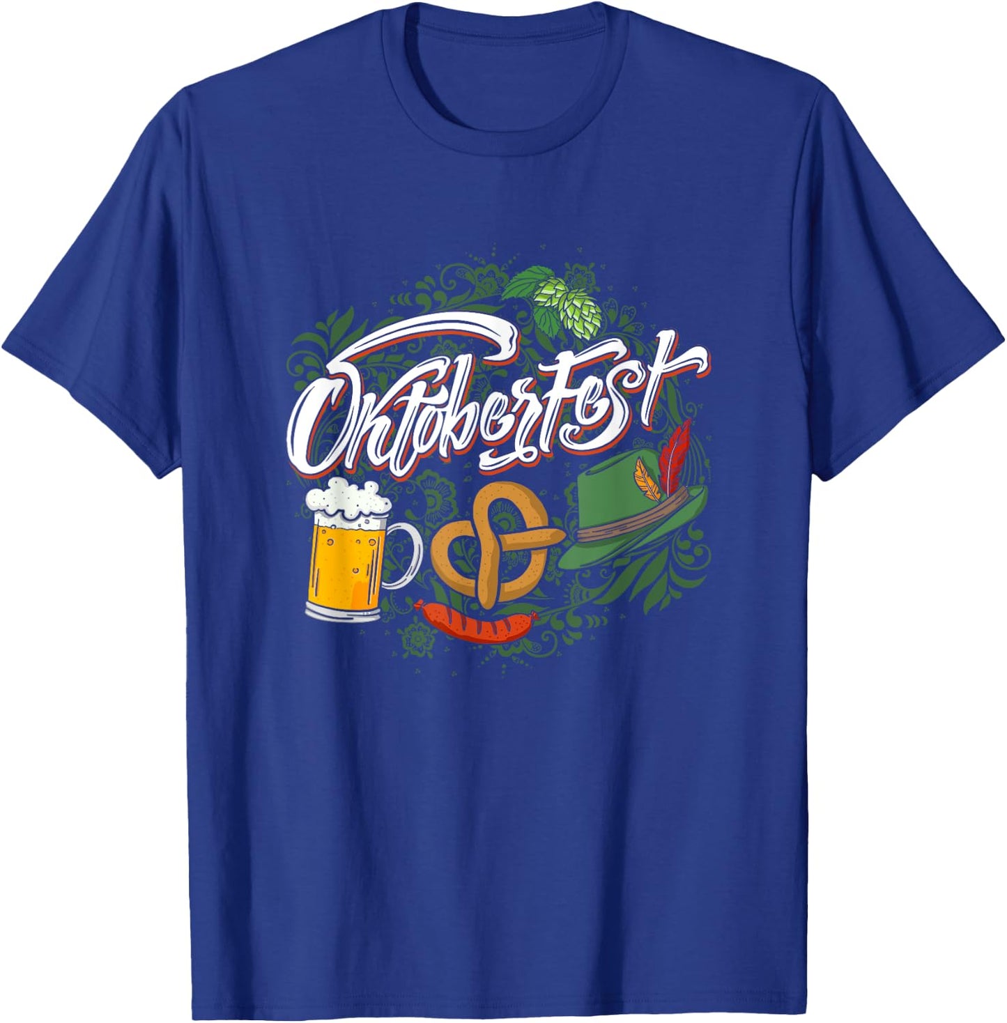 Oktoberfest Funny Beer Hat Pretzel And Edelweiss T-Shirt - T-Shirt | Royal