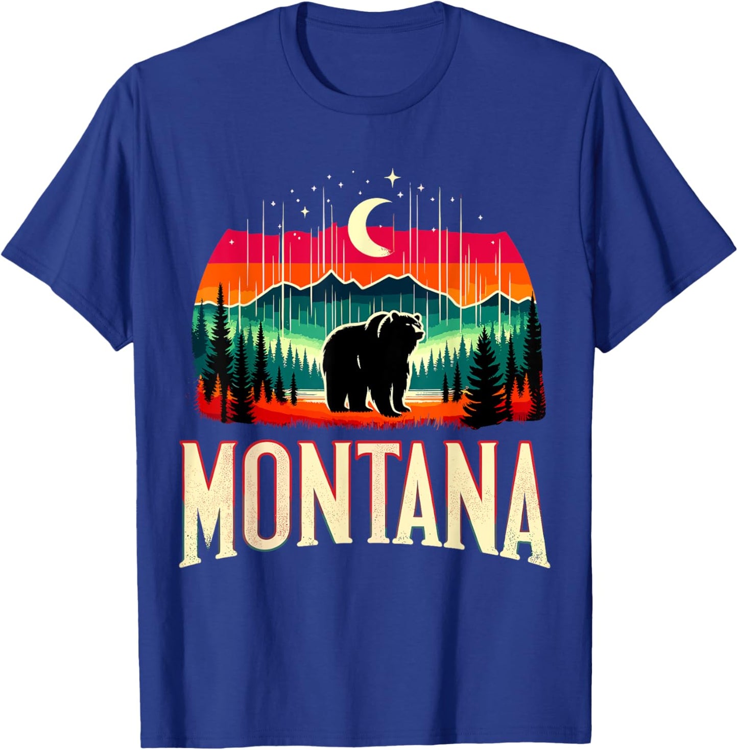 Montana Grizzly Bear Mountain T-Shirt - T-Shirt | Royal
